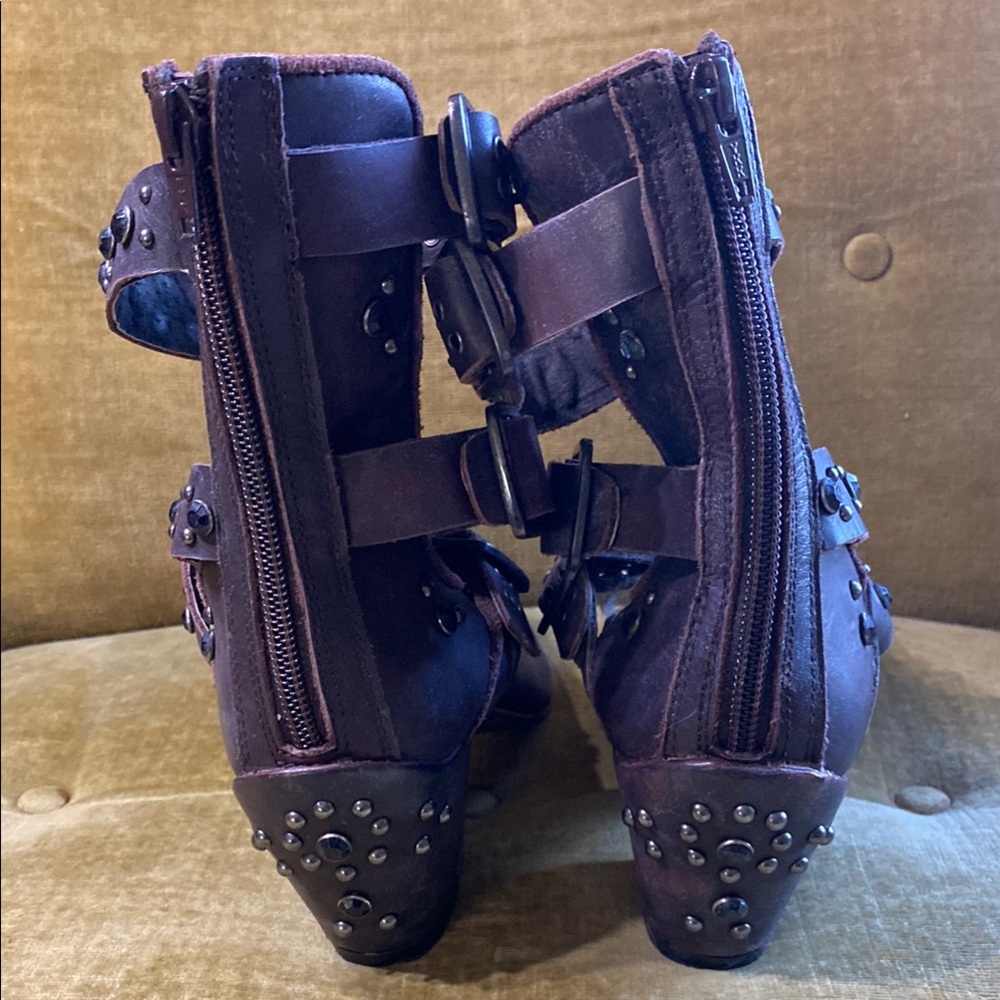Free People Purple Heeled Boots with Vintage Charm - Picture 2 of 5